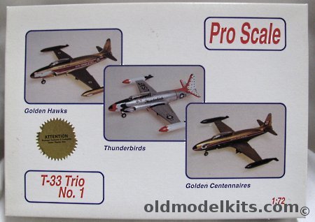 Pro Scale 1/72 3 Lockheed T-33A 'T-Bird' Shooting Stars  One Each of RCAF Golden Hawks / Thunderbirds / RCAF Golden Centennaires, 91-51 plastic model kit